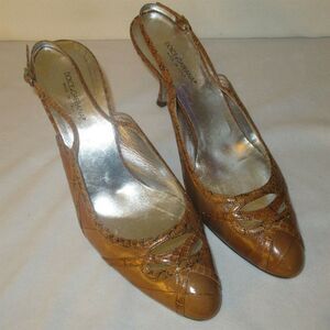 Dolce & Gabbana Butterscotch Snake Skin Leather Slingback Heels US 8 EU 38 1/2